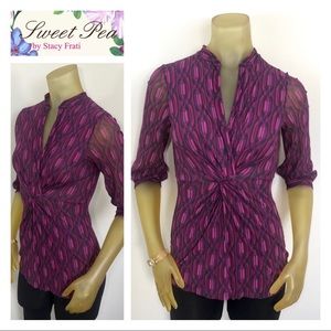 SWEET PEA by Staci Frati Fitted Purple Blouse M